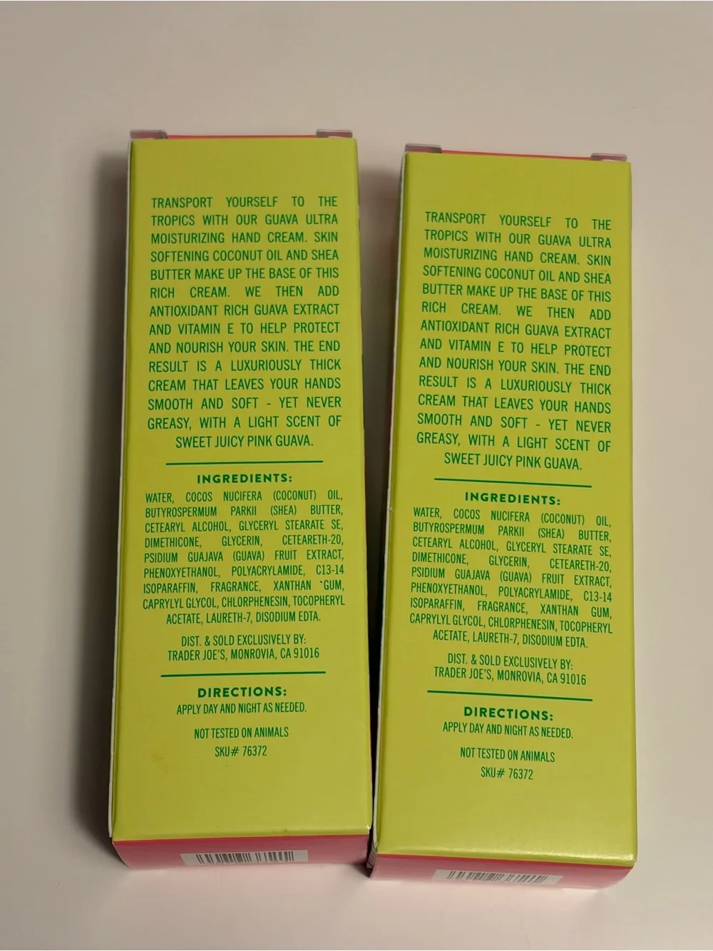 2 Pack Trader Joe’s Guava Ultra Moisturizing Hand Cream 3 oz/85g Vitamin E NEW